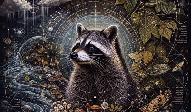 close up of raccoon hands on pebbles in river