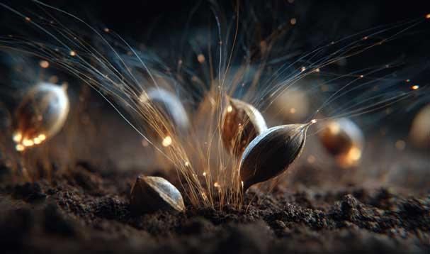 early phase germinatinng seed with glow