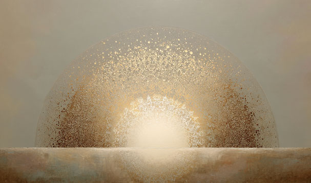 half-circle on horizon with scattered gold dust