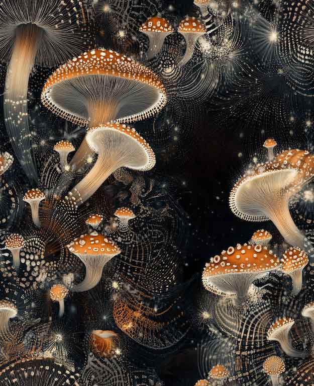 amanita mushrooms pattern in fractal formation