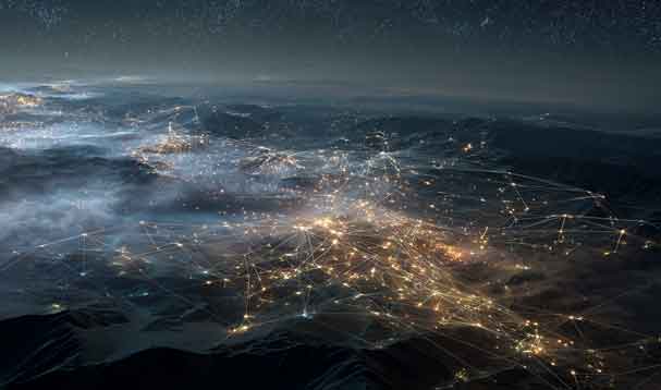 novacene consciousness depicted on earthen surface with glowing technological connections