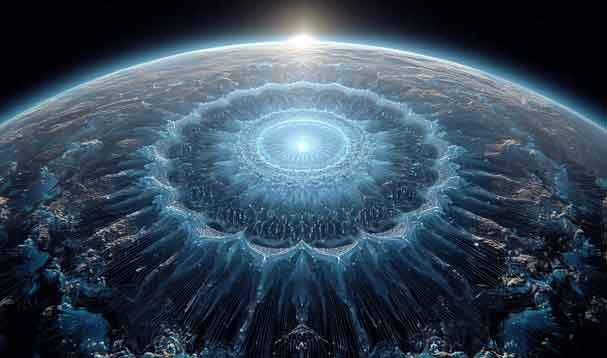signal symbiosis of circuitry and satellite orbits on earth as seen from spac